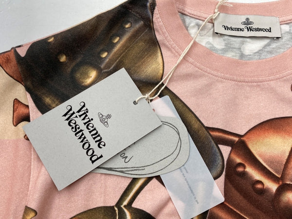 ヴィヴィアンウエストウッド Vivienne Westwood 23SS Orb logo print Classic Graphic T-shirt オーブ 総柄 グラフィック 半袖 カットソー クルーネック PINK 3G01000G-J004M-GO Tシャツ ロゴ ピンク XSサイズ 104LT-160