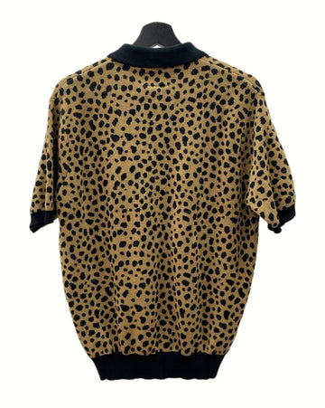 ハフ HUF INSTINCT BOWLING SWEATER ボウリング セーター フルジップ サマー ニット ポロシャツ 半袖 茶 黒 セーター ヒョウ柄・レオパード柄 ブラウン Sサイズ 104MT-1165