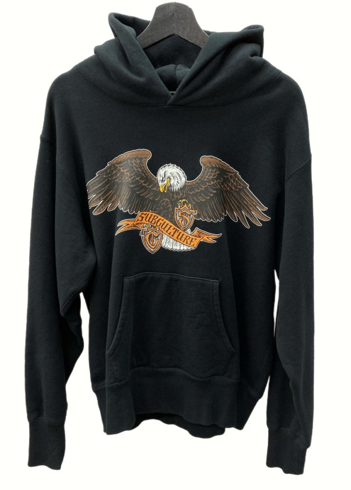 サブカルチャー Subculture EMBLEM EAGLE HOODIE EAGLESKULL MAGICAL DESIGN エンブレム イーグル  フーディ パーカー 黒 SIZE1 パーカ プリント ブラック 104MT-370 | 古着通販のドンドンサガール