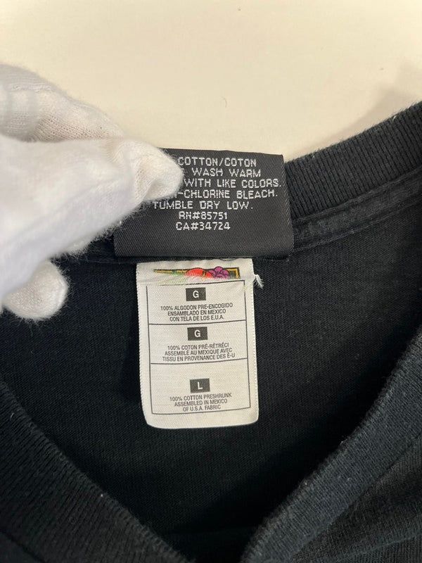 US US古着 RADICAL NATURE ラディカルネイチャー アニマルTシャツ カエルプリント フロッグプリント 蛙プリント 黒 総柄   Tシャツ ブラック Lサイズ 101MT-4834