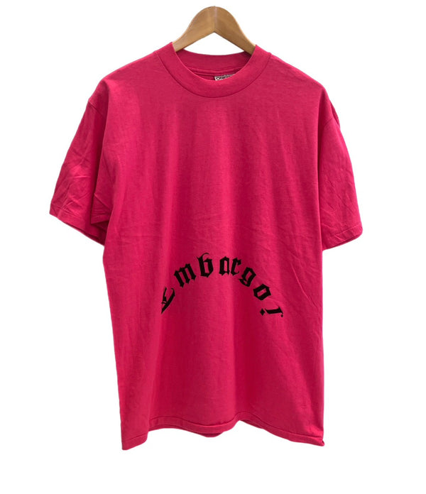 US US古着 90’s 90年代 ONEITA オールドイングリッシュ フロッキープリント MADE IN USA アメリカ製 VINTAGE ヴィンテージ シングルステッチ Tシャツ ピンク Lサイズ 101MT-4573