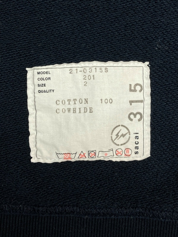 サカイ sacai 21AW × Fragment Design フラグメント Pullover Hoodie プルオーバー フーディ ダメージ加工 SF 紺 21-0315S サイズ 2 パーカ ロゴ ネイビー 104MT-1595