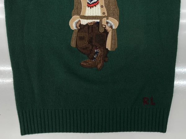 ラルフローレン RalphLauren POLO BEAR SWEATER ポロ ベア セーター クルーネック 刺繍 薄手 長袖 ニット 緑 セーター ロゴ グリーン Sサイズ 104MT-2302