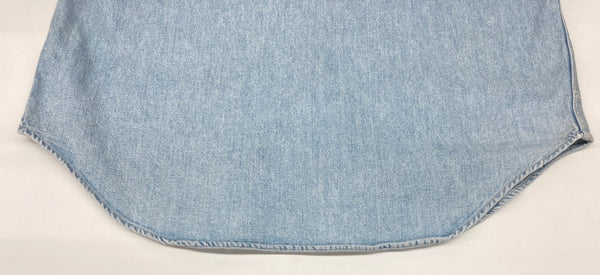 ダブルアールエル RRL 90s 三ツ星タグ DENIM SHIRT デニムシャツ ステンカラー メタルボタン ヴィンテージ VINTAGE ラルフローレン RALPH LAUREN コットン モーリシャス製 ライトブルー 長袖シャツ 無地 ブルー Mサイズ 104MT-1974