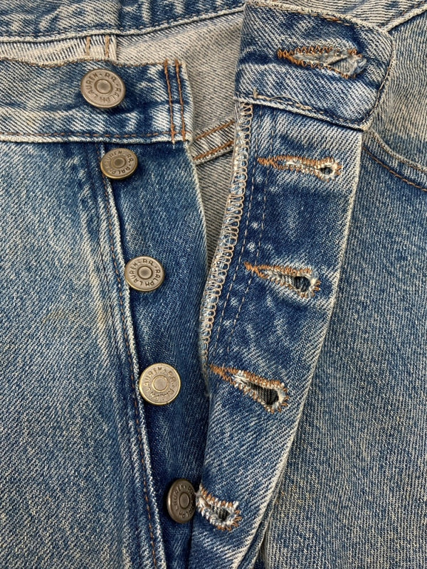 ダブルアールエル RRL DENIM PANTS デニム パンツ ボタンフライ ジーパン ジーンズ USA製 Ralph Lauren インディゴ 青 ロゴ R002 デニム ブルー 35×30 104MB-350