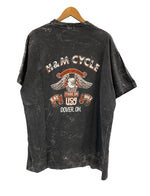 ハーレーダビッドソン Harley-Davidson 90s USA製 EAGLE GRAPHIC 鷲 EAGLE 両面プリント 半袖カットソー 袖シングル 墨黒 XXL Tシャツ ブラック 3Lサイズ 101MT-4927