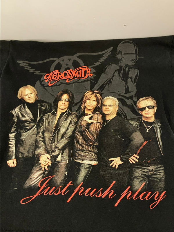 バンドTシャツ BAND-T GIANT AEROSMITH エアロスミス 空山基 2001ワールドツアー両面プリント USA製 MADE IN USA  Tシャツ プリント ブラック Mサイズ 101MT-2423