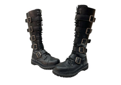 デモニア DEMONIA RIOT-20 アイレット レースアップ ニーハイ ブーツ スチールトゥ ロング パンク シューズ 黒 メンズ靴 ブーツ その他 ブラック 9M 104S-980