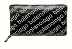 バレンシアガ BALENCIAGA Cash Continental Wallet Reflective Printed Shiny Smooth Calfskin 長財布 黒 59431723V731090 財布・ケース メンズ財布 ロゴ ブラック 104wallet-3