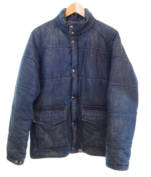 ア ベイシング エイプ A BATHING APE  Indigo Denim Puffer Jacket 中綿 パディング デニム  ジャケット ウォッシュ加工  ジャケット ブルー Sサイズ 103MT-2603