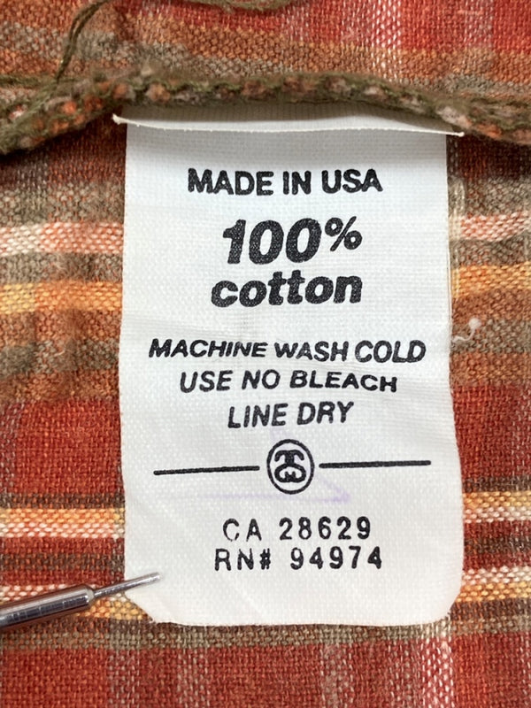 ステューシー STUSSY OLD 紺タグ Plaid shirt チェック シャツ 半袖 茶 半袖シャツ ロゴ ブラウン Mサイズ 104MT-1923