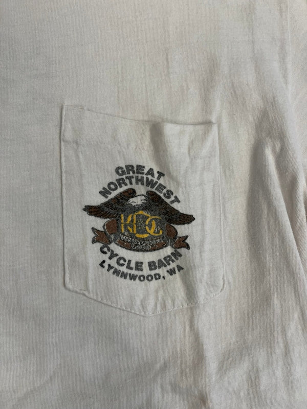 ヴィンテージ vintage ハーレーダビッドソン HARLEY DAVIDSON OWNERS GROUP オーナーズグループTシャツ 白 ポケット US古着 Tシャツ ホワイト Mサイズ 101MT-4826