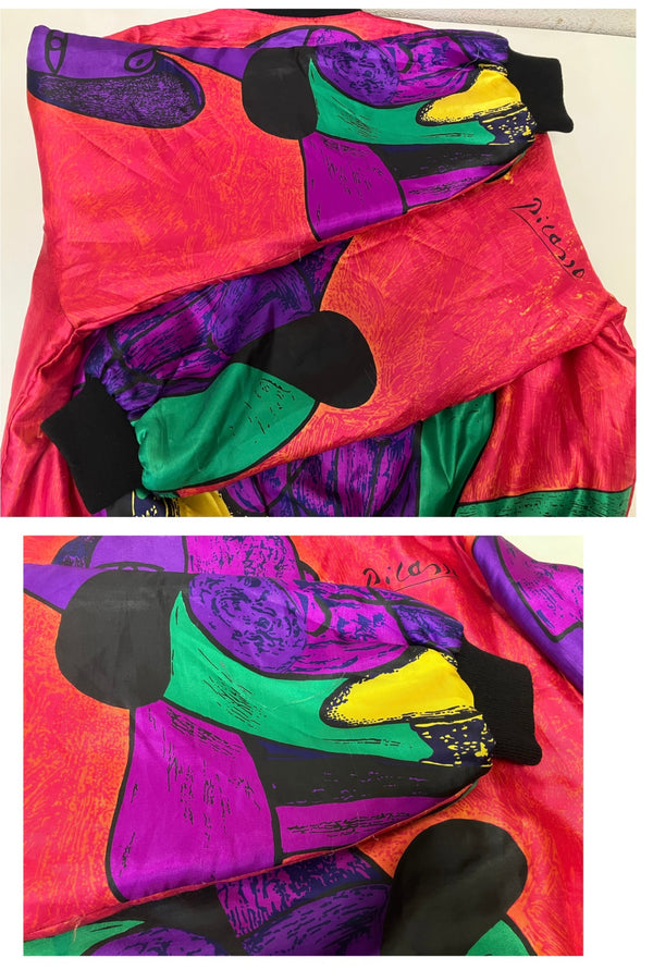 US US古着 90’s 90年代 Picaso ピカソ ナイロンジャケット リバーシブル ブルゾン アート VINTAGE ヴィンテージ - ジャケット マルチカラー 101MT-4682