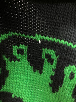 ヒステリックグラマー HYSTERIC GLAMOUR Cowichan Knit Cardigan カウチン ニット カーディガン GRANTED MONSTER 音符 ドクロ ジップアップ ジャケット 黒 02183ND05 カーディガン ロゴ ブラック Sサイズ 104MT-2223