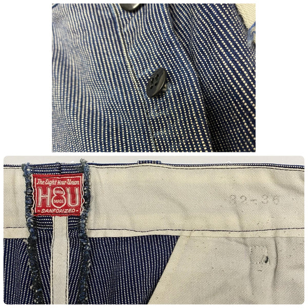 【曜日割引対象外】 リアルマッコイズ JOE McCOY 旧マッコイズ 8HOUR UNION ウォバッシュ ヒッコリー ボトムスその他 ブルー 32-36サイズ 201MB-1167 VB