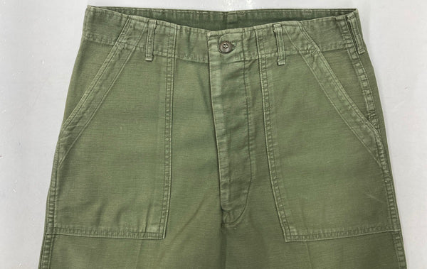 ミリタリー Military 60s 60年代 U.S.ARMY ベイカーパンツ コットンサテン OG-107 TYPE1 緑 無地 カーゴパンツ カーキ 32×33 104MB-219