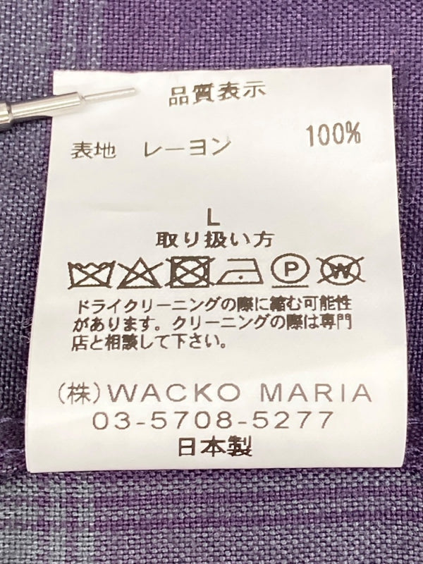 ワコマリア WACKO MARIA OMBRE CHECK OPEN COLLAR SHIRT オンブレ チェック オープンカラー 半袖 シャツ 紫 半袖シャツ チェック パープル Lサイズ 104MT-1743