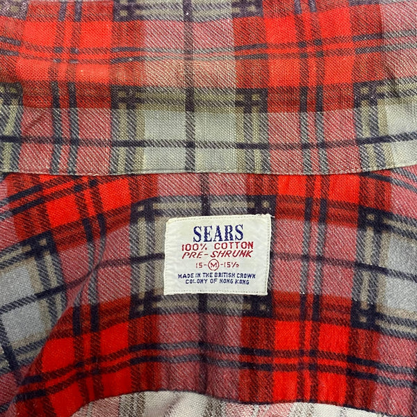 【曜日割引対象外】 ヴィンテージ vintage 60's シアーズ Sears プリントネル 長袖シャツ レッド Mサイズ 201MT-3860 VB
