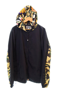 アベイシングエイプ A BATHING APE SHARK HOODIE JACKET ナイロンジャケット 黒 001LJF801001X ジャケット ブラック Lサイズ 103MT-1455