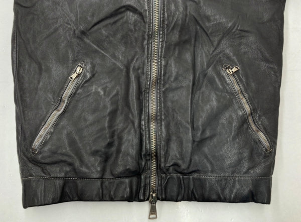 ジョルジオブラット Georgio Brato Sheep Leather Jacket シープ レザー ジャケット ラム 袖リブ ライダース バイカー アウター 黒 5222 サイズ 44 ジャケット 無地 ブラック 104MT-1294