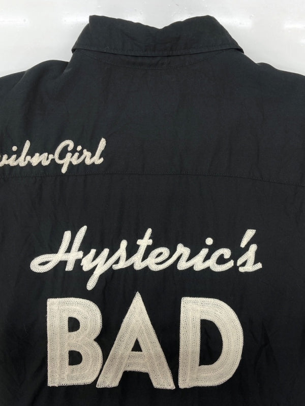 ヒステリックグラマー HYSTERIC GLAMOUR BOWLING SHIRT ボーリング シャツ チェーンステッチ アロハ オープンカラー 開襟 刺繍 半袖 黒 2AH-0240 半袖シャツ ロゴ ブラック Fサイズ 104MT-2333