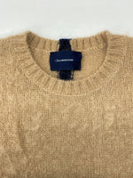 アンダーカバー UNDERCOVER ジョン John モヘア クルーネック プルオーバー ニット トップス ウール 毛 ナイロン BEIGE NAVY 紺 JUX4901-2 SIZE3 セーター ワンポイント ベージュ 104MT-642