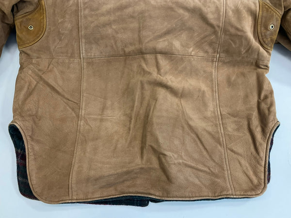 ウィリスアンドガイガー Willis & Geiger ハンティング ヌバック レザージャケット ウール チェックライナー  ジャケット ブラウン Mサイズ 101MT-4753