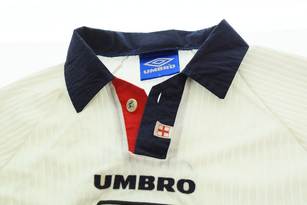 アンブロ UMBRO 90s 90's 97~99シーズンユニフォーム イングランド代表 ゲームシャツ サッカーシャツ 半袖ポロシャツ ホワイト Lサイズ 103MT-2518