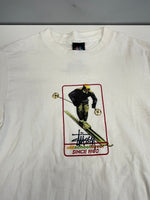 ステューシー STUSSY 90's 90年代 紺タグ OLD STUSSY old school flavor スキーヤー プリント MADE IN USA アメリカ製 VINTAGE ヴィンテージ シングルステッチ Tシャツ ホワイト Sサイズ 101MT-4563