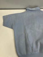 チャンピオン Champion 60's 60年代 ランタグ ランナーズタグ ハーフジップ 半袖スウェット フロッキープリント MADE IN USA アメリカ製 VINTAGE ヴィンテージ スウェット ブルー Mサイズ 101MT-5329