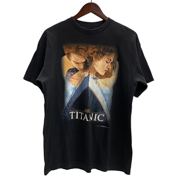【曜日割引対象外】 ヴィンテージ vintage 90's タイタニック Titanic Movie tee DANISH USA製 Tシャツ ブラック Lサイズ 201MT-3585 VB