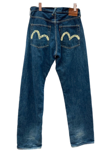 エヴィス EVISU ビッグカモメ プリント デニムパンツ 青 LOT2001