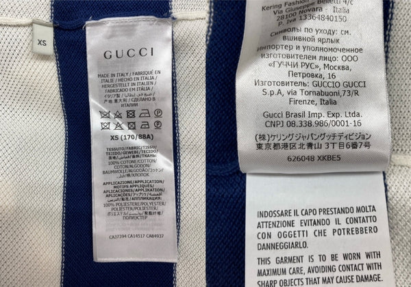 グッチ GUCCI L/S BORDER TEE ボーダー Tシャツ GGロゴ ニット 薄手 長袖 白 青 626048 XKBE5 ロンT ロゴ ホワイト XSサイズ 104MT-1892