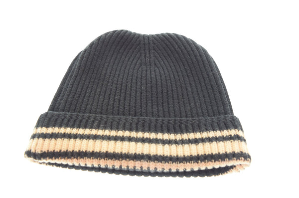 メゾンマルジェラ Maison Margiela 18AW ライン入り 4ステッチ リブニットキャップ 帽子 メンズ帽子 ニット帽 ブラック 103H-71