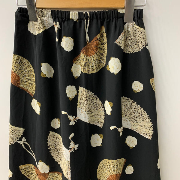 カネコイサオ kaneko isao ワンダフルワールド 扇子柄 ロングスカート スカート ブラック 201LB-103