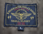 スカルフライト SKULL FLIGHT QUILTING LEATHER YOKE VEST レザー切替 中綿ベスト シンサレート ベスト ブラック Lサイズ 103MT-3325