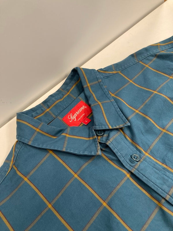 シュプリーム SUPREME Twill Multi Pocket Shirt Teal Plaid ツイルマルチポケットシャツ ティール チェック 青緑系 長袖シャツ グリーン Lサイズ 101MT-3401