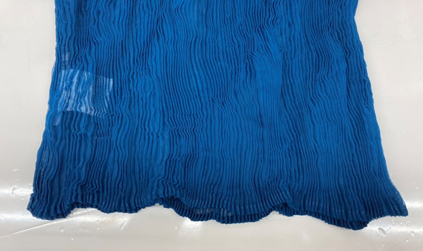 イッセイミヤケ ISSEY MIYAKE 16SS 波プリーツ タートル シアー シースルー トップス PLEATS ポリエステル 日本製 BLUE 青 IM71FJ410 長袖カットソー 無地 ブルー SIZE2 104LT-239