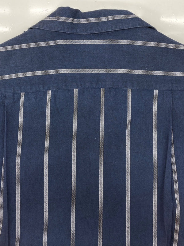 ラルフローレン RalphLauren COUNTRY 90s STRIPE S/S SHIRT ストライプ 半袖 シャツ フラップポケット インパクト21 紺 サイズ 7 半袖シャツ ストライプ ネイビー 104MT-2353