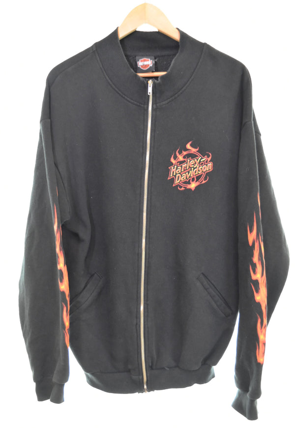 ハーレーダビッドソン HARLEY DAVIDSON  fade flame pattern zip ジップパーカー フレイム 炎 ファイヤー  ジャケット ブラック 103MT-3315
