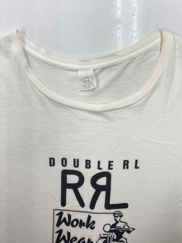 ダブルアールエル RRL 90s WORK WEAR T-SHIRT ワーク ウェア Tシャツ 半袖 USA製 プリント Ralph Lauren 白 Tシャツ ロゴ ホワイト XLサイズ 104MT-1516