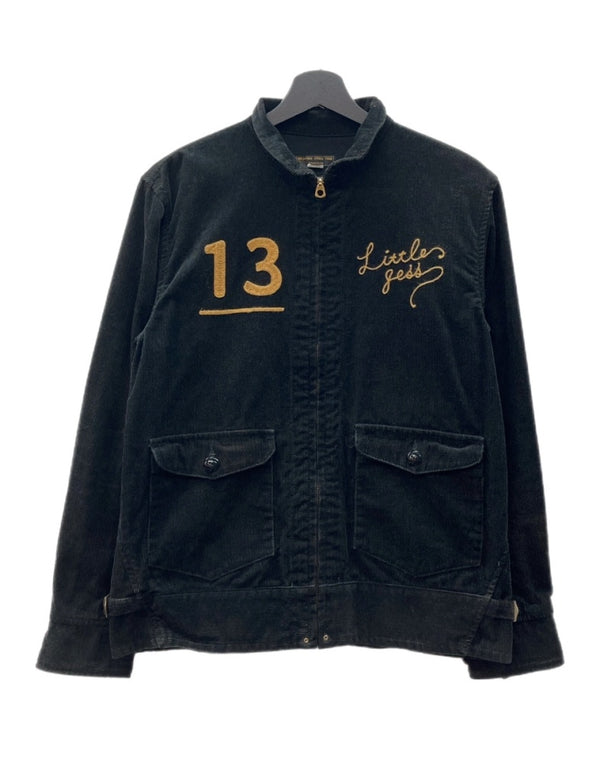 ウエストライド WESTRIDE CYCLE TOGS CORDUROY JACKET コーデュロイ ジャケット モーターサイクル チェーンステッチ ジップアップ アウター 黒 サイズ 38 ジャケット 総柄 ブラック 104MT-2004