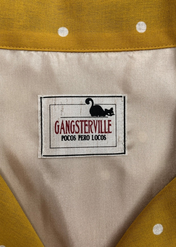 ギャングスタービル GANGSTERVILLE  OPEN COLLAR SHIRT オープン カラー シャツ GSV 開襟 半袖 アロハ ハワイアン マスタード 黄 GSV-20-SS-26 半袖シャツ ドット・水玉 イエロー Mサイズ 104MT-1322