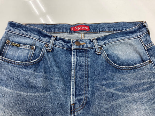 シュプリーム SUPREME 24FW Distressed Loose Fit Selvedge Jean ディストレスト ルーズ フィット セルビッチ ジーンズ 青 無地 デニム ブルー サイズ 34 104MB-299