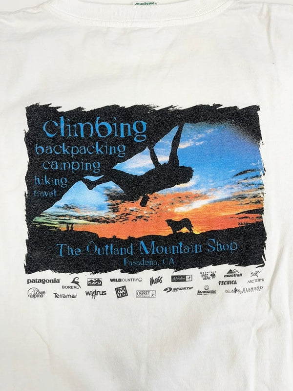 パタゴニア PATAGONIA 90s Vintage ヴィンテージ USA製 Benetical T's THE OUTLAND MOUNTAIN SHOP 販促Tee プリントTシャツ XL Tシャツ ホワイト LLサイズ 101MT-4710