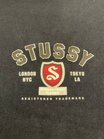 ステューシー STUSSY 90’s~00's OLD STUSSY 銀タグ シールド Sロゴ アメリカ製 MADE IN USA Vintage ヴィンテージ Tシャツ ネイビー Lサイズ 101MT-4482