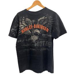 ハーレーダビッドソン Harley-Davidson 00's MORTERCYCLE イーグル モーターサイクル バイク バーアンドシールドロゴ ダイス 両面 プリント Tシャツ ブラック Lサイズ 101MT-4535