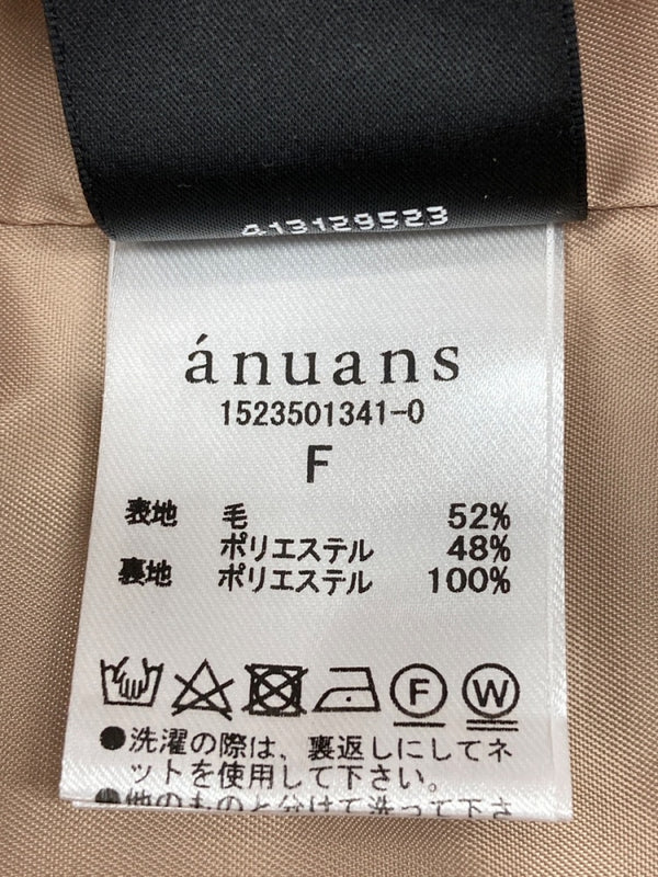 アニュアンス  anuans ウール ブレンド シングルジャケット テーラード フォーマル オフィスカジュアル PINK BEIGE ピンクベージュ  1523501341-0 ジャケット 無地 ベージュ フリーサイズ 104LT-128