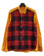 コムデギャルソン COMME des GARCONS HOMME 01AW WOOL 切り替え L/S SHIRT 長袖 シャツ 田中オム ドッキング リバーシブル ボタン ジップアップ 黄 赤 HC-B027 長袖シャツ チェック イエロー 104MT-1691