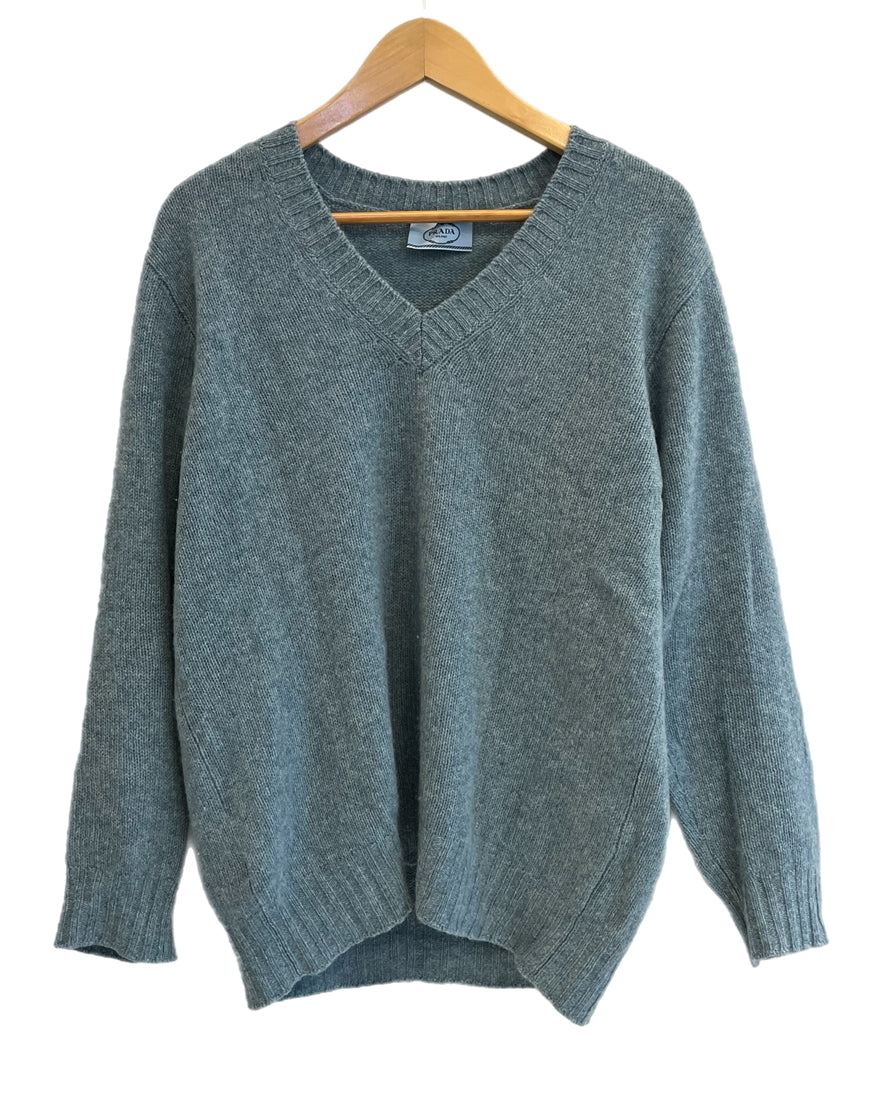 PRADA カシミヤ100% プラダ カシミヤセーター 42サイズ Prada プラダ Vネック カシミアセーター | グレー | FARFETCH JP